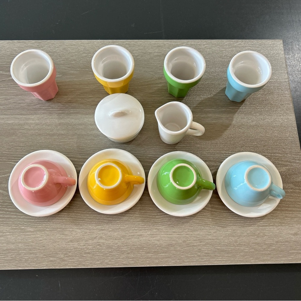 Porcelain Tea Set Child’s Doll Dessert Fountain Pastels, 15pc/lid mini - Picture 5 of 12